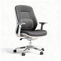 Adjustable ergonomic office chair with mesh fabric seat and armrests in gray