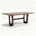 Wooden dining table with a modern metal base 200 x 100 x 75cm