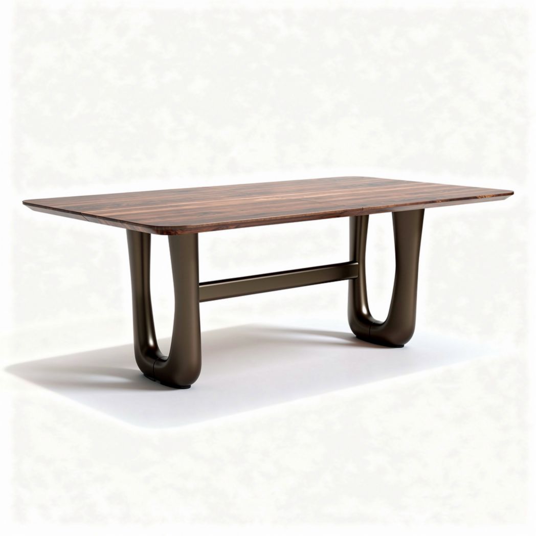 Wooden dining table with a modern metal base 200 x 100 x 75cm