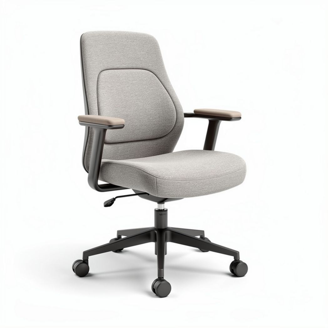 Ergonomic office chair with adjustable height and grey fabric upholstery 60 x 60 x 95cm