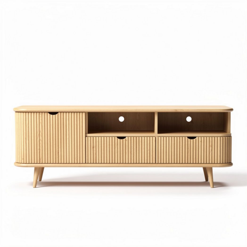 Bamboo storage cabinet for living room 150 x 40 x 50cm with three drawers
