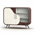 Wooden sideboard with white doors and open shelving 80 x 40 x 75cm