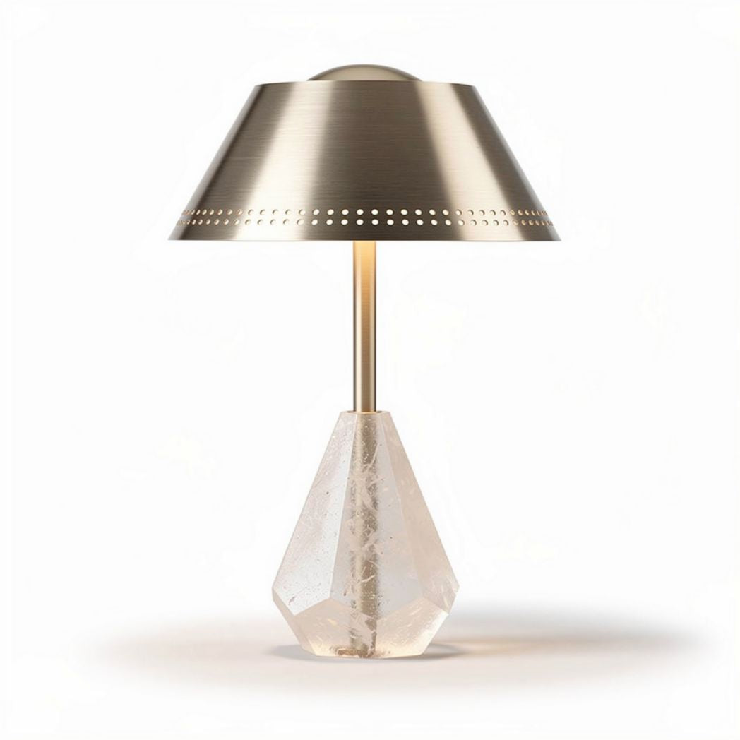 Crystal base table lamp with brushed metal shade 25 x 25 x 40cm