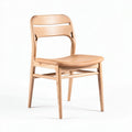 Wooden dining chair with curved backrest and natural finish 48 x 47 x 78cm