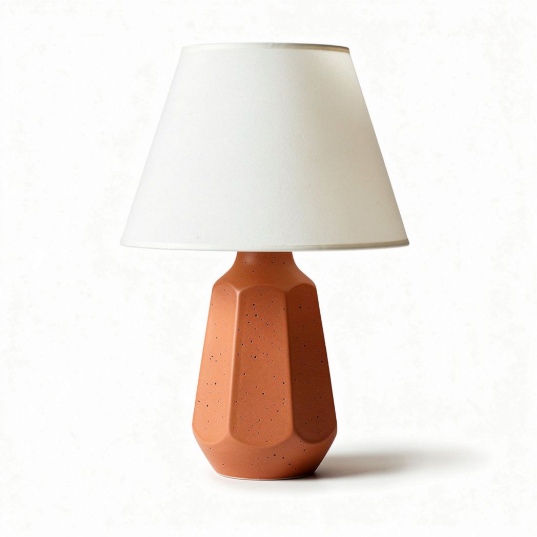 Terracotta table lamp with white fabric shade for home decor 30 x 30 x 50cm