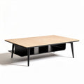 Wooden coffee table with black steel legs and storage shelf 120 x 60 x 40cm