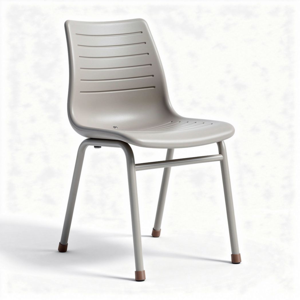 Plastic dining chair with slatted back and steel legs 45 x 45 x 85cm grey